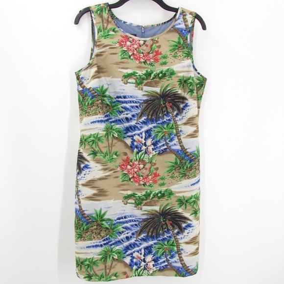 Talbots Dresses & Skirts - Talbots Zip-Back Sleeveless Tropical Print Dress 10P